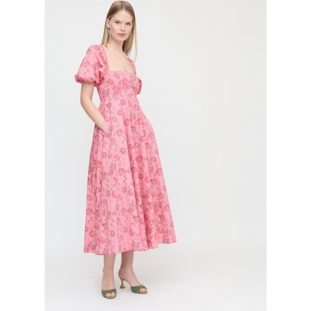 Women's Matilda Dress, Pink And Red Pimlico Floral Ikat
